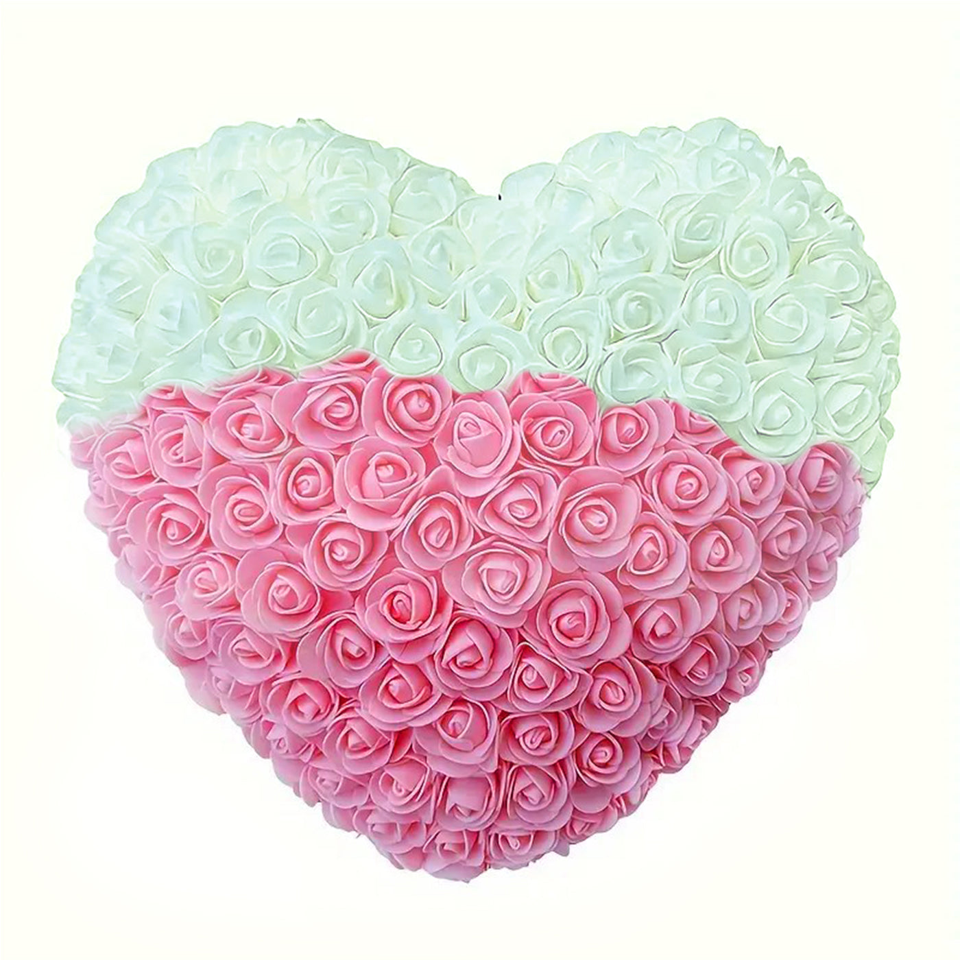 Heart-Shaped Rose Foam Flower Gift | Valentine's Day, Wedding, Anniversary, Christmas Decor | Romantic Love Simulation Flower for Girlfriend & Home Decoration (White & Pink)