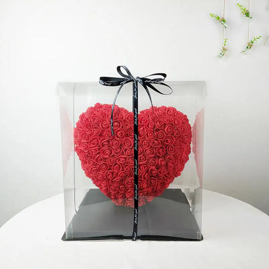 Heart-Shaped Rose Foam Flower Gift | Valentine's Day, Wedding, Anniversary, Christmas Decor | Romantic Love Simulation Flower for Girlfriend & Home Decoration (Red)