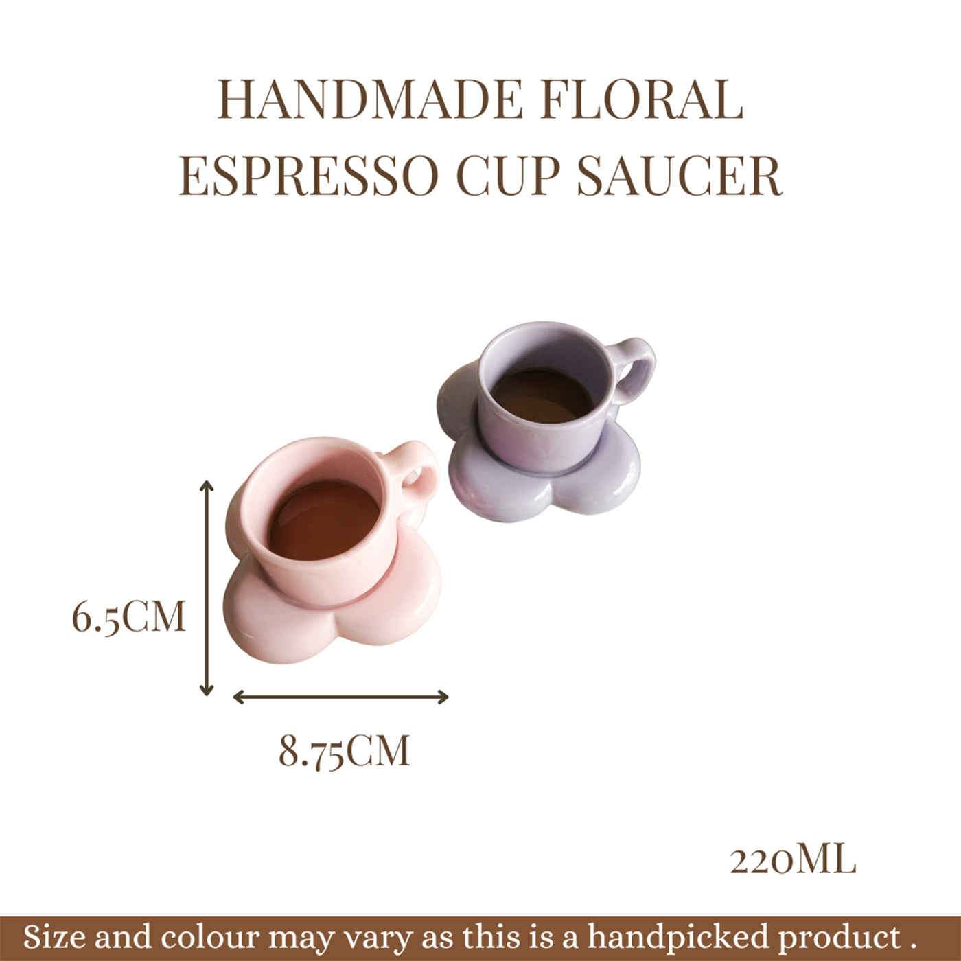 Handmade floral Espresso Cup saucer set of 3