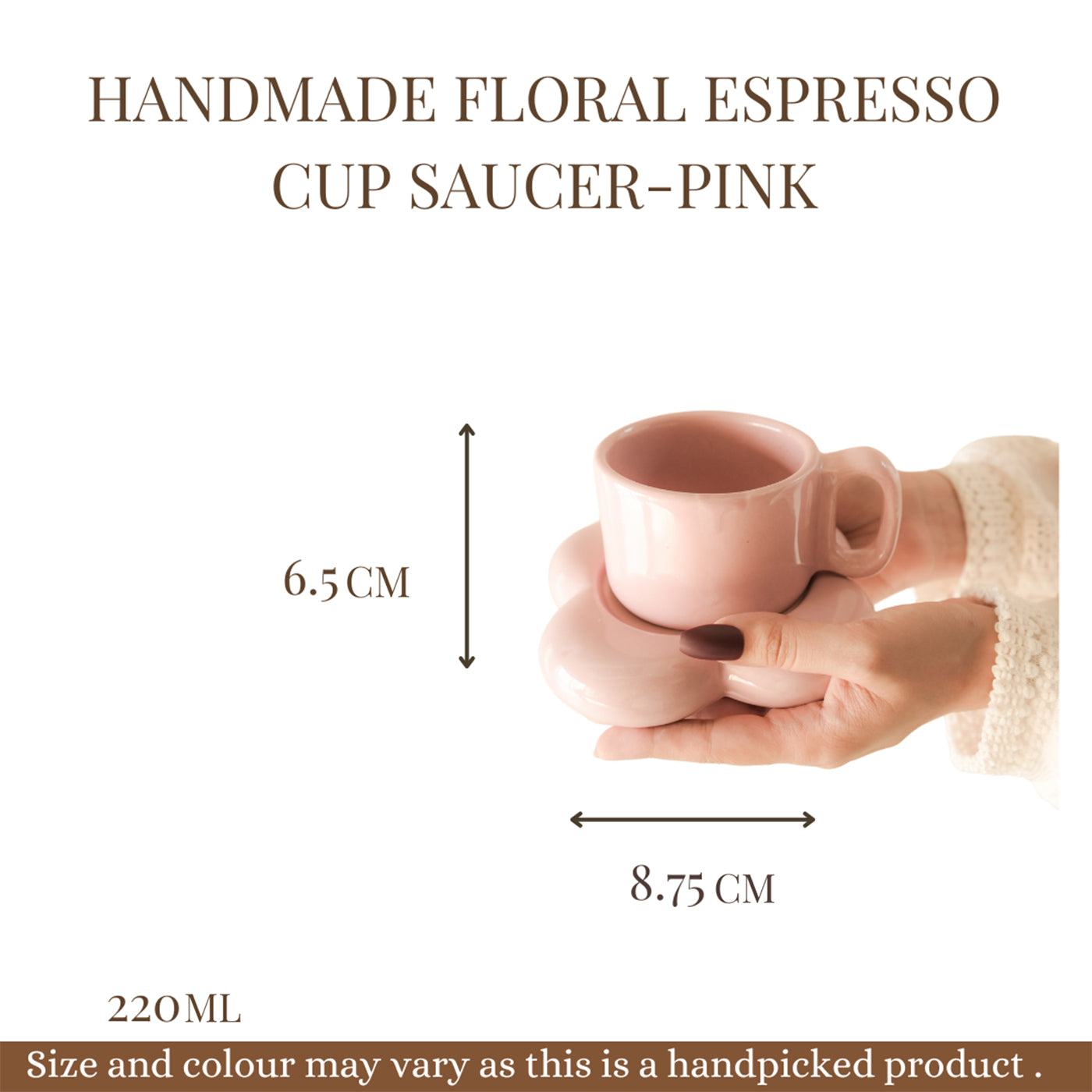 Handmade floral Espresso Cup saucer set-Pink