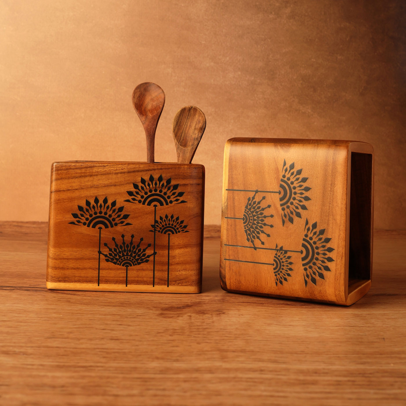 Compact Spoon Holder Cotton Teak