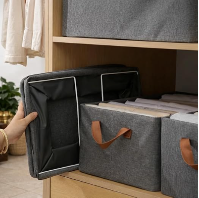 DecorTwist Transparent Shoe Storage Box for Closet & Under Bed | Foldable Dustproof Plastic Organizer for Shoes, Clothes & Blankets (Style 4)