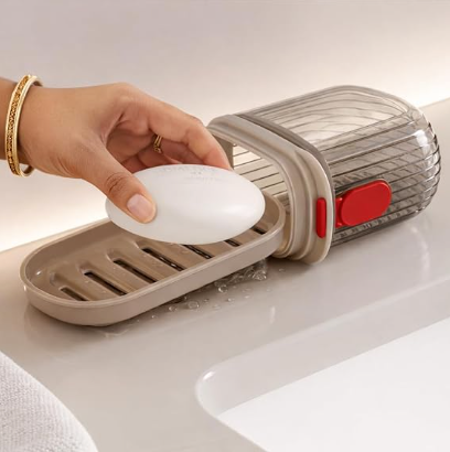 DecorTwist Soap Holder & Travel Soap Case | Bathroom & Travel Soap Storage Solution | Durable Plastic | Multipurpose Use (Travel Soap Box Pack of 2)