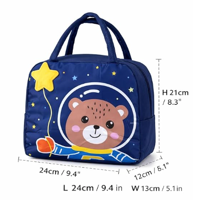 DecorTwist® Kids Insulated Lunch Bag | Cute Cartoon Lunch Bag for School | Reusable Thermal Tiffin Bag for Boys & Girls