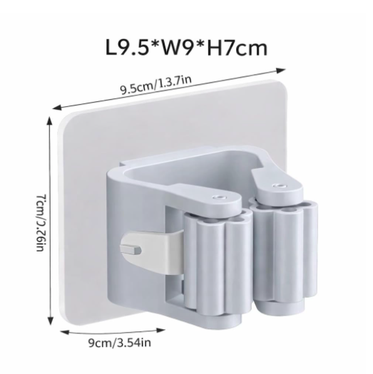 DecorTwist Wall Mounted Broom & Mop Holder with Hooks | Heavy Duty Polypropylene Cleaning Tool Organizer | Space Saving Broomstick Stand for Home, Kitchen & Bathroom