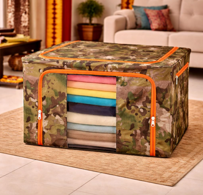 DecorTwist Cloth Storage Organiser Box with Zipper Window | Foldable Wardrobe Storage | Dustproof & Stackable