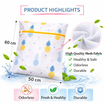 DecorTwist Mesh Laundry Wash Bag Set| Zippered Clothes Washing Net for Delicates, Innerwear, Lingerie & Baby Clothes
