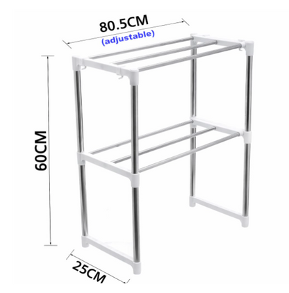 DecorTwist Stainless Steel Microwave Oven Storage Rack for Kitchen | Universal Countertop Organizer | Heavy-Duty Rust Resistant Rack for Microwave, Oven & Appliances