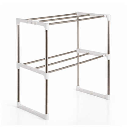 DecorTwist Stainless Steel Microwave Oven Storage Rack for Kitchen | Universal Countertop Organizer | Heavy-Duty Rust Resistant Rack for Microwave, Oven & Appliances