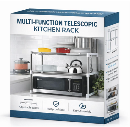 DecorTwist Stainless Steel Microwave Oven Storage Rack for Kitchen | Universal Countertop Organizer | Heavy-Duty Rust Resistant Rack for Microwave, Oven & Appliances