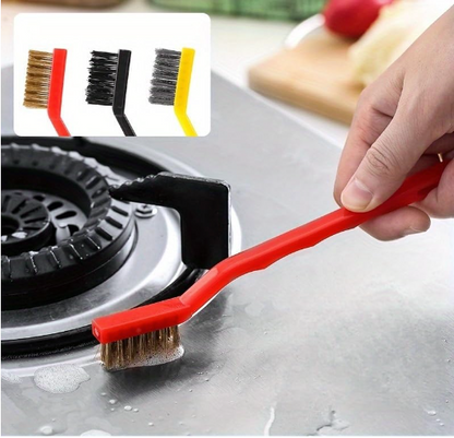 DecorTwist 3-Piece Mini Wire Brush Set – Brass, Nylon & Stainless Steel Bristles for Rust, Dirt, Paint & Grime Removal – Heavy-Duty Cleaning Tool