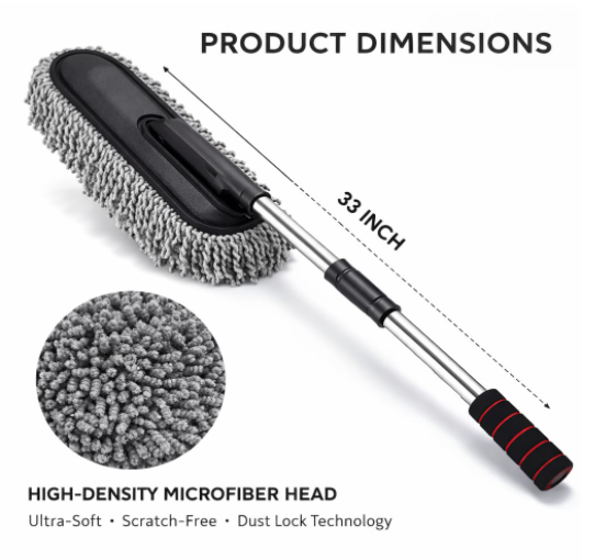 DecorTwist Microfiber Cleaning Accessories for Car & Home – Duster & Cloths Combo (Microfiber Car Duster – Extendable Handle)