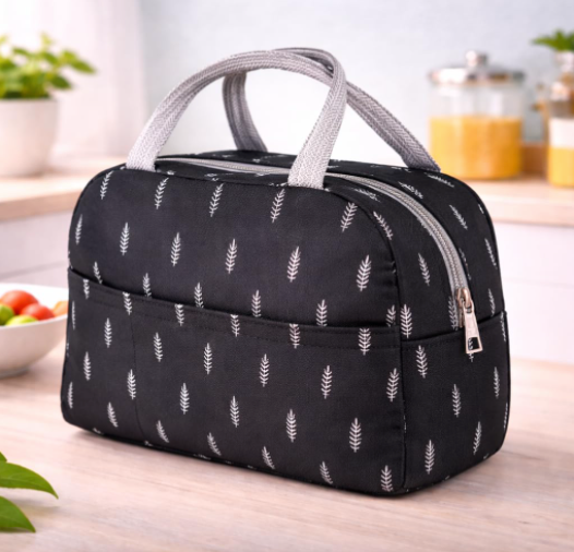 DecorTwist Insulated Lunch Bag for Office & School | Reusable Fabric Tiffin Carry Bag | Lightweight & Leak Resistant