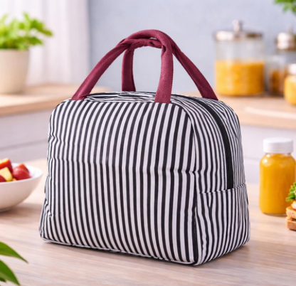 DecorTwist Insulated Lunch Bag for Office & School | Reusable Fabric Tiffin Carry Bag | Lightweight & Leak Resistant