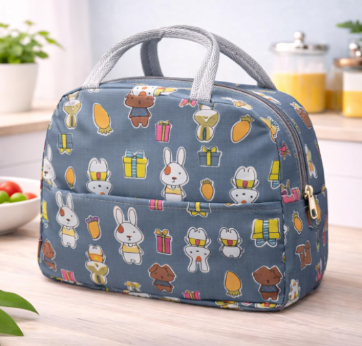 DecorTwist Insulated Lunch Bag for Office & School | Reusable Fabric Tiffin Carry Bag | Lightweight & Leak Resistant