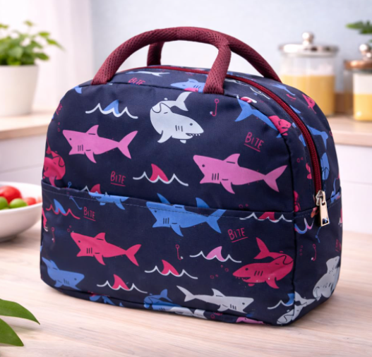 DecorTwist Insulated Lunch Bag for Office & School | Reusable Fabric Tiffin Carry Bag | Lightweight & Leak Resistant