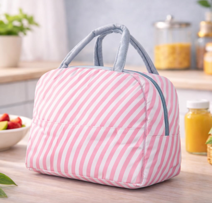 DecorTwist Insulated Lunch Bag for Office & School | Reusable Fabric Tiffin Carry Bag | Lightweight & Leak Resistant