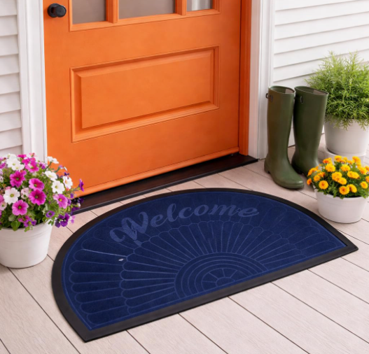 DecorTwist Half Round PVC Door Mat 80x40 cm – Anti-Slip Rubber Backing, Waterproof Welcome Doormat for Indoor & Outdoor Entrance (3mm Slim, Modern Design)