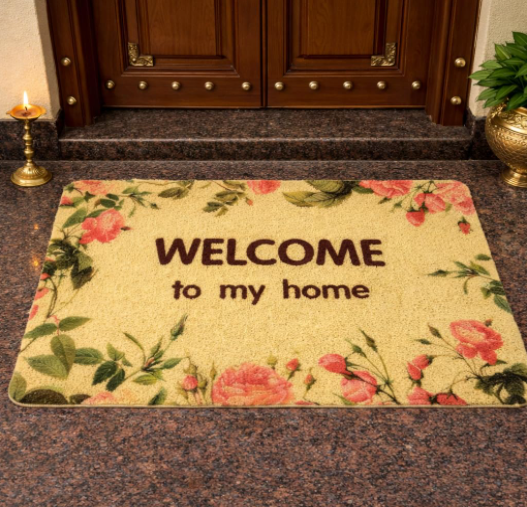 DecorTwist PVC Doormat 60x40 cm | 8mm Thick Anti-Slip Door Mat for Indoor & Outdoor | Heavy Duty Entrance Mat | “Welcome to My Home” | Dirt & Water Resistant
