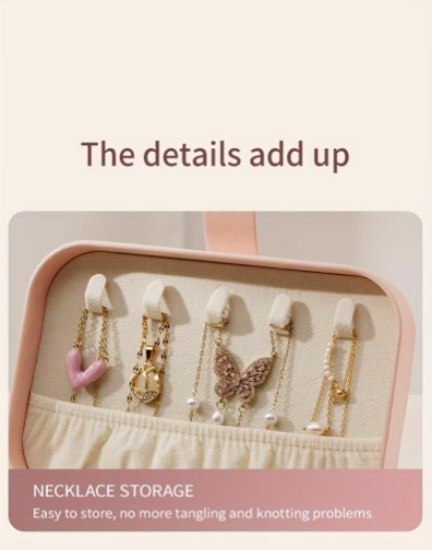 Portable Travel Jewellery Box | PU Leather Mini Organiser for Rings, Earrings, Necklaces | Soft Velvet Lining | Compact Gift Jewellery Case for Women & Girls