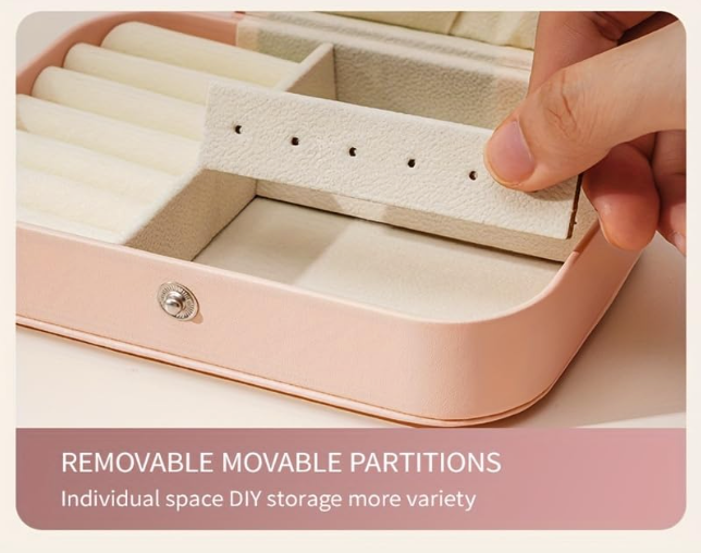 Portable Travel Jewellery Box | PU Leather Mini Organiser for Rings, Earrings, Necklaces | Soft Velvet Lining | Compact Gift Jewellery Case for Women & Girls