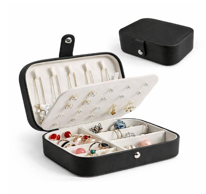 Portable Travel Jewellery Box | PU Leather Mini Organiser for Rings, Earrings, Necklaces | Soft Velvet Lining | Compact Gift Jewellery Case for Women & Girls