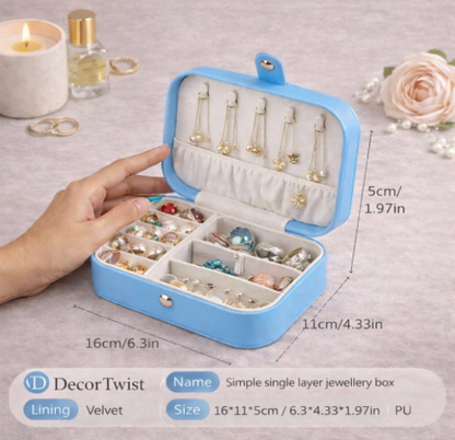 Portable Travel Jewellery Box | PU Leather Mini Organiser for Rings, Earrings, Necklaces | Soft Velvet Lining | Compact Gift Jewellery Case for Women & Girls
