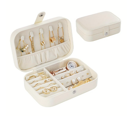 Portable Travel Jewellery Box | PU Leather Mini Organiser for Rings, Earrings, Necklaces | Soft Velvet Lining | Compact Gift Jewellery Case for Women & Girls
