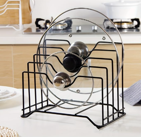 DecorTwist Stainless Steel Modular Plate Stand for Kitchen | Heavy-Duty Dish & Thali Organizer | Rust-Resistant Chrome Finish (Style 6)