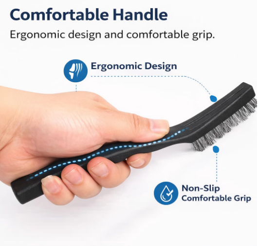 DecorTwist Heavy Duty 3-Piece Wire Brush Set – Brass, Nylon & Stainless Steel Bristles – Multi-Purpose Cleaning & Rust, Paint, Grime Removal Tool Kit