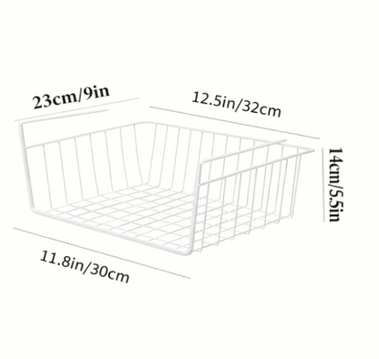 DecorTwist 16 Inch Under Shelf Storage Basket – Heavy Duty Metal Undershelf Organizer for Kitchen Cabinet, Wardrobe & Pantry | No Drill Slide-In Under Cabinet Wire Rack