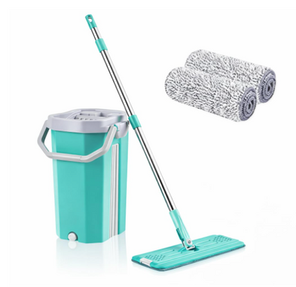 18-Inch Telescopic Floor Cleaning | Heavy-Duty Extendable Rod | Cotton Mop Head for Home, Office & Hospitals (Squeeze & Wash Flat Mop System)