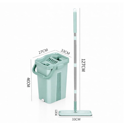 18-Inch Telescopic Floor Cleaning | Heavy-Duty Extendable Rod | Cotton Mop Head for Home, Office & Hospitals (Squeeze & Wash Flat Mop System)