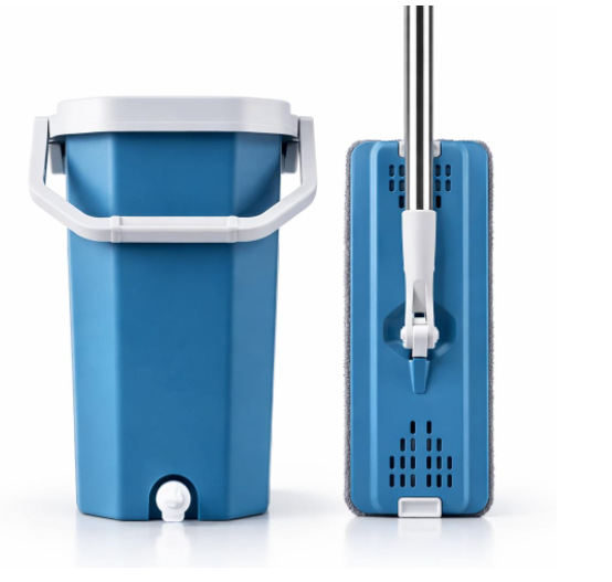 18-Inch Telescopic Floor Cleaning | Heavy-Duty Extendable Rod | Cotton Mop Head for Home, Office & Hospitals (Squeeze & Wash Flat Mop System)