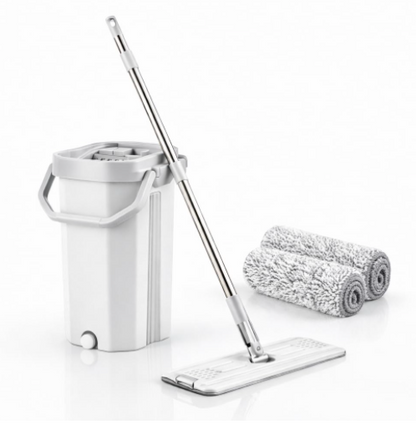 18-Inch Telescopic Floor Cleaning | Heavy-Duty Extendable Rod | Cotton Mop Head for Home, Office & Hospitals (Squeeze & Wash Flat Mop System)
