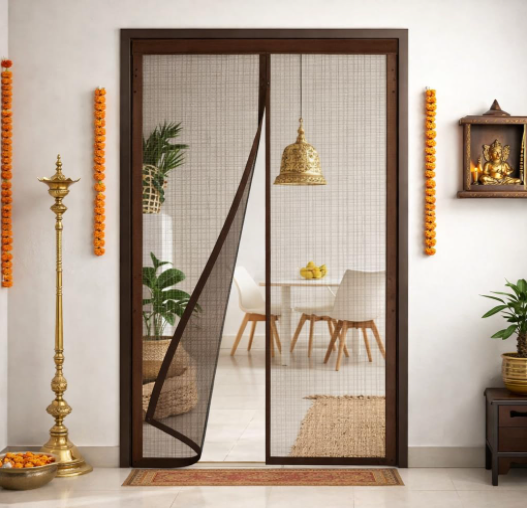 Decortwist Polyester Magnetic Mosquito Net for Doors – Auto Closing, Hands-Free Entry, Easy Installation (100×210 cm)