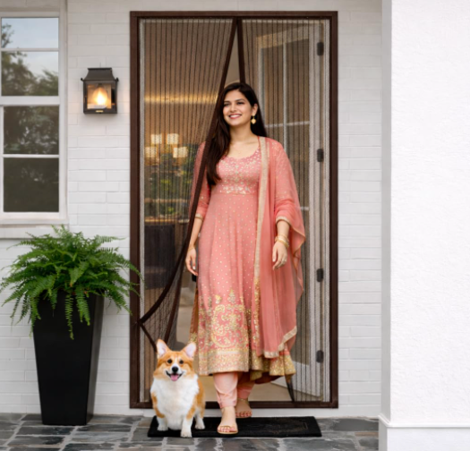 Decortwist Polyester Magnetic Mosquito Net for Doors – Auto Closing, Hands-Free Entry, Easy Installation (100×210 cm)