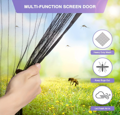 Decortwist Polyester Magnetic Mosquito Net for Doors – Auto Closing, Hands-Free Entry, Easy Installation (100×210 cm)