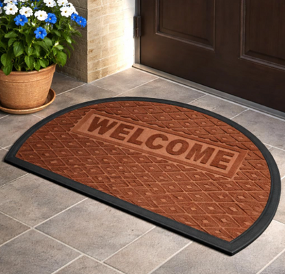 DecorTwist Half Round PVC Door Mat 80x40 cm – Anti-Slip Rubber Backing, Waterproof Welcome Doormat for Indoor & Outdoor Entrance (3mm Slim, Modern Design)