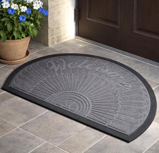 DecorTwist Half Round PVC Door Mat 80x40 cm – Anti-Slip Rubber Backing, Waterproof Welcome Doormat for Indoor & Outdoor Entrance (3mm Slim, Modern Design)