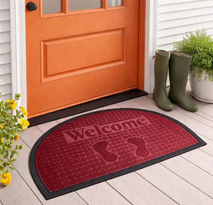 DecorTwist Half Round PVC Door Mat 80x40 cm – Anti-Slip Rubber Backing, Waterproof Welcome Doormat for Indoor & Outdoor Entrance (3mm Slim, Modern Design)