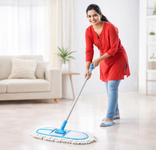Telescopic Floor Cleaning Mop | Heavy-Duty Extendable Rod | Cotton Mop Head for Home, Office & Hospitals (Blue)