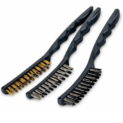 DecorTwist Heavy Duty 3-Piece Wire Brush Set – Brass, Nylon & Stainless Steel Bristles – Multi-Purpose Cleaning & Rust, Paint, Grime Removal Tool Kit