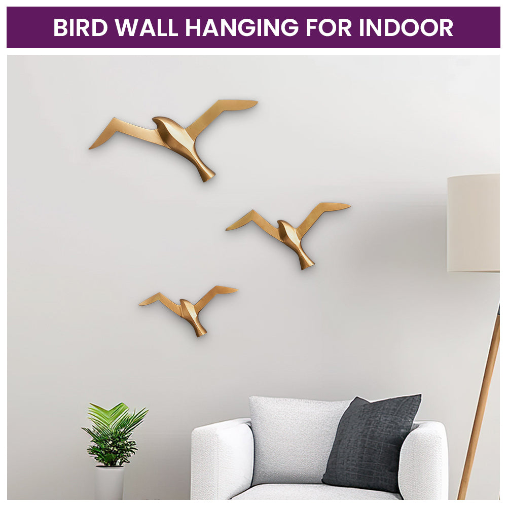 Wall Decoration Set 3 Seagull Birds - Gold