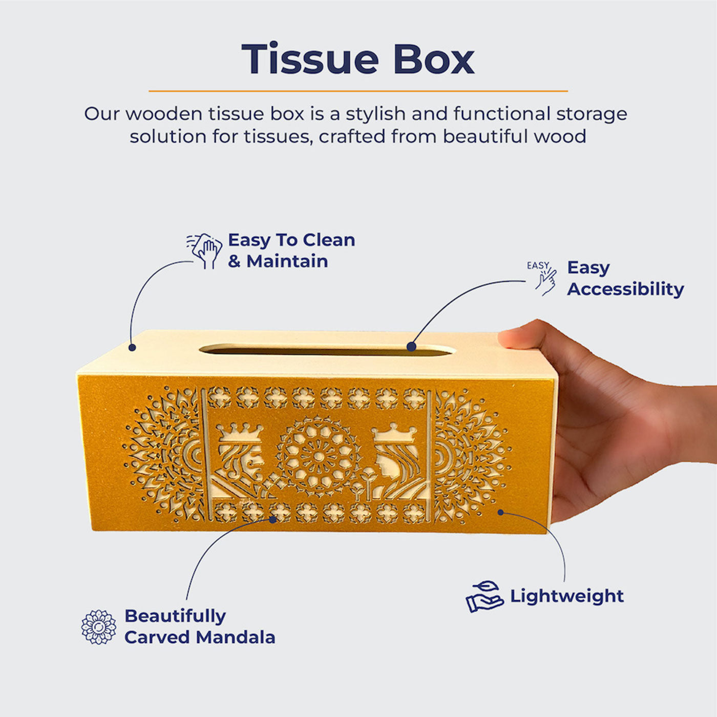 Cutwork Tissue Box (White Gold)