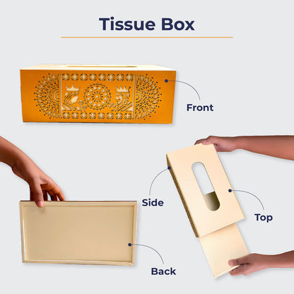 Cutwork Tissue Box (White Gold)