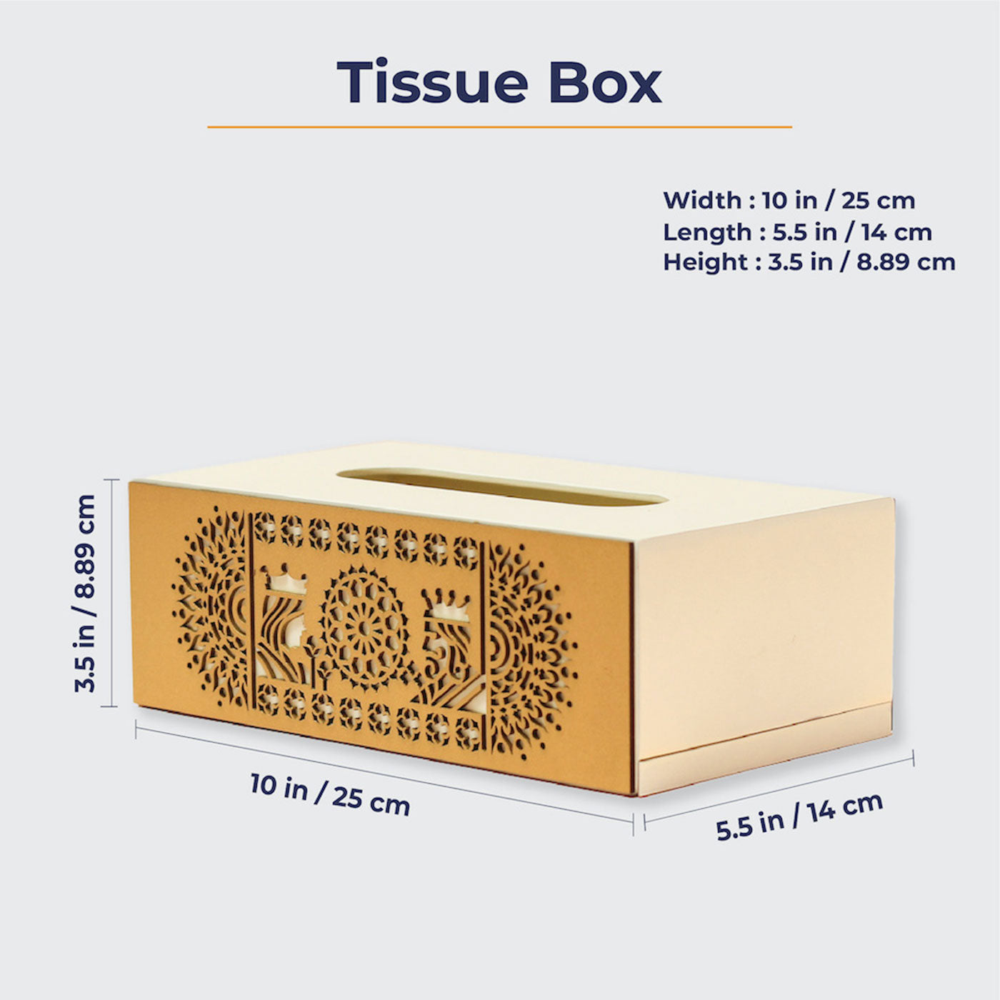 Cutwork Tissue Box (White Gold)