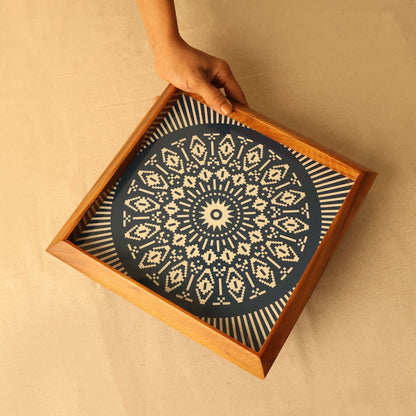 Square Tray Teak Blue