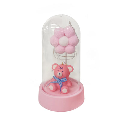 Cute Pink Teddy Bear Glass Dome LED Lights | Romantic Night Light Decoration | Gift for Girlfriend, Anniversary, Birthday, Valentine's Day