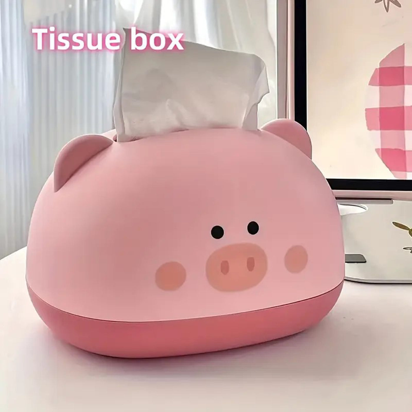 Cute Piggy Plastic Tissue Dispenser Napkin Holder for Bathroom, Home, Kitchen, Office, and Car